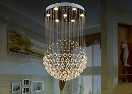ホテルのための贅沢な北欧の低下のステンレス鋼水晶吊り下げ式ライト
