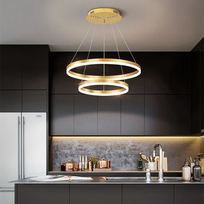 食堂のためのアルミニウム アクリルの現代天井LEDリング シャンデリアの照明