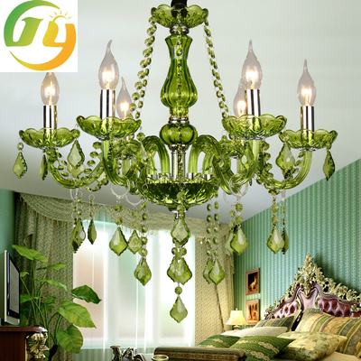 装飾の寝室の現代吊り下げ式ライトのための贅沢なガラス腕の水晶蝋燭のシャンデリア