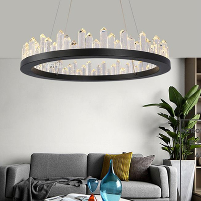 円形LED現代リング ライト贅沢な大気の居間の水晶ランプ
