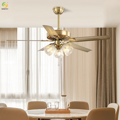 3/4/5ヘッドのアメリカの屋内天井に付いている扇風機の空想の金色LEDの天井に付いている扇風機