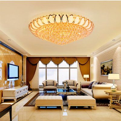贅沢な水晶によって導かれる天井灯の円形の寝室の金のシャンデリア