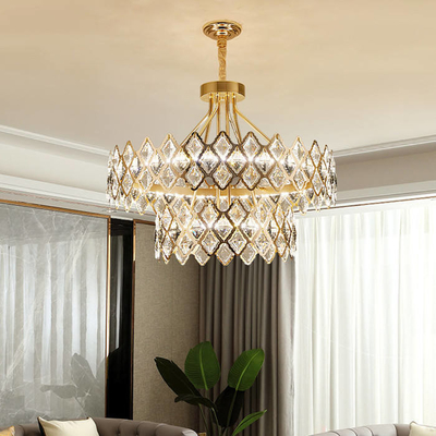 居間の寝室のための現代贅沢なクリスタル グラスのシャンデリアを掛けるLEDの金