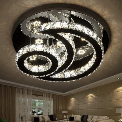 天井灯のあたりの贅沢なステンレス鋼LEDの天井灯の現代明確な水晶