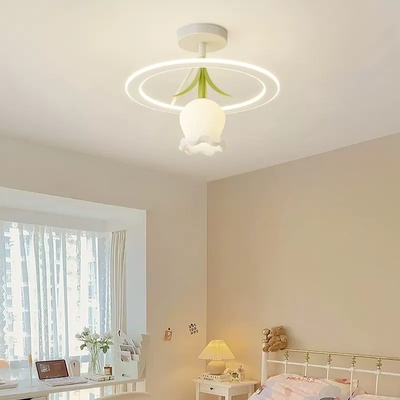 居間の寝室のための設計感覚の谷のクリーム ユリLEDの天井灯
