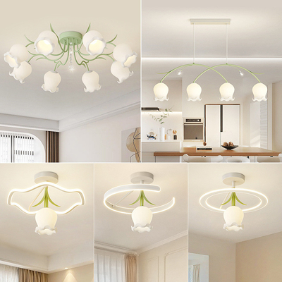 居間の寝室のための設計感覚の谷のクリーム ユリLEDの天井灯