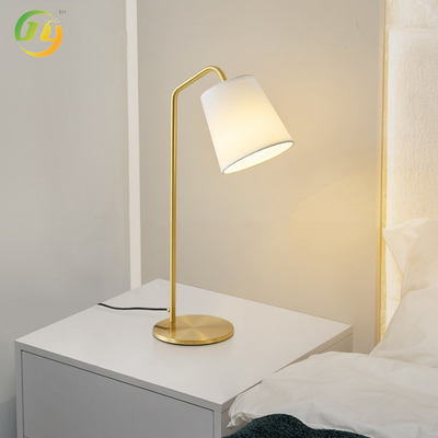 モダン・ラスティック・スタイル 織物形寝室 ベッドサイド LED テーブルランプ 暖かい 明るい デスク スタディ 銅製 テーブルライト
