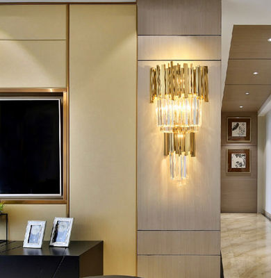 幅350mmの高さ550mmのホテルのためのポストモダンのガラス水晶壁ランプ
