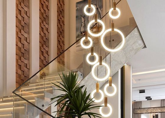 現代円のアクリルの別荘階段ホテルの食堂の低下ランプの照明設備