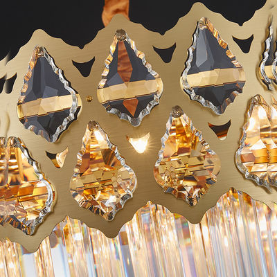 現代K9水晶シャンデリアの据え付け品帝国はChromeの終わりの優雅の雨滴の二重贅沢な吊り下げ式の照明のスタイルを作る