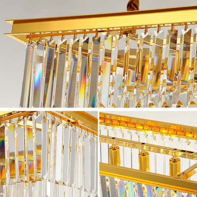 屋内装飾的な現代吊り下げ式の水晶天井灯の金L90*W35*H50cm