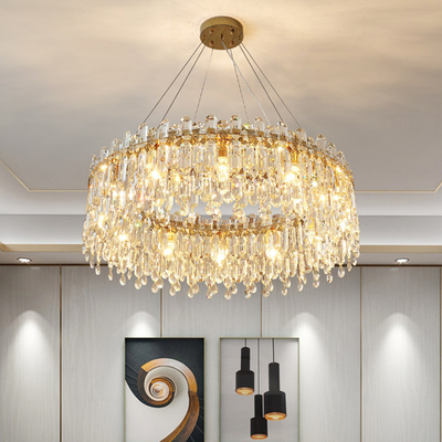 豪華な金の水晶のペンダント灯の寝室装飾的な110lm